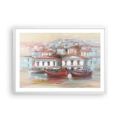 Plagát v bielom ráme - Šťastné mestečko - 70x50 cm