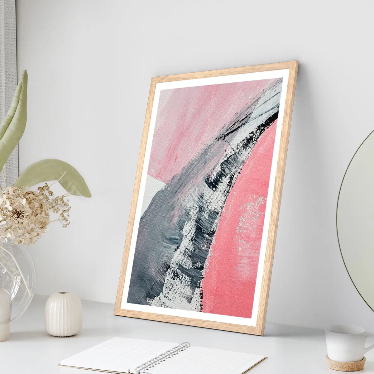 Plagát v ráme zo svetlého duba - Zladená kompozícia - 40x50 cm