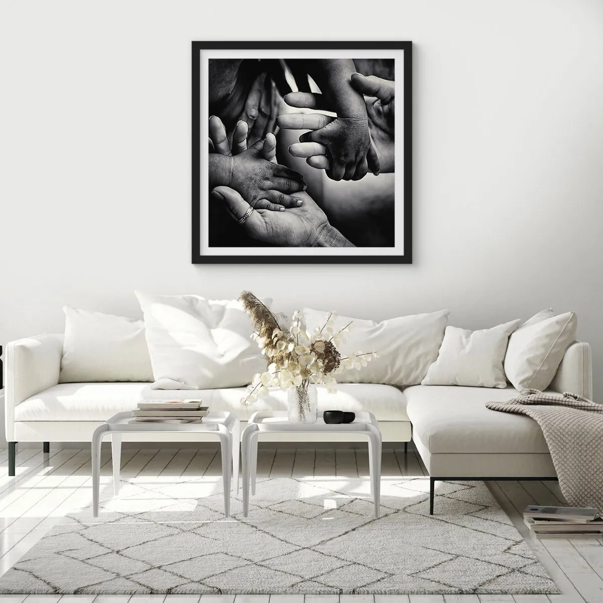 Plagát v čiernom ráme - Byť človekom - 60x60 cm