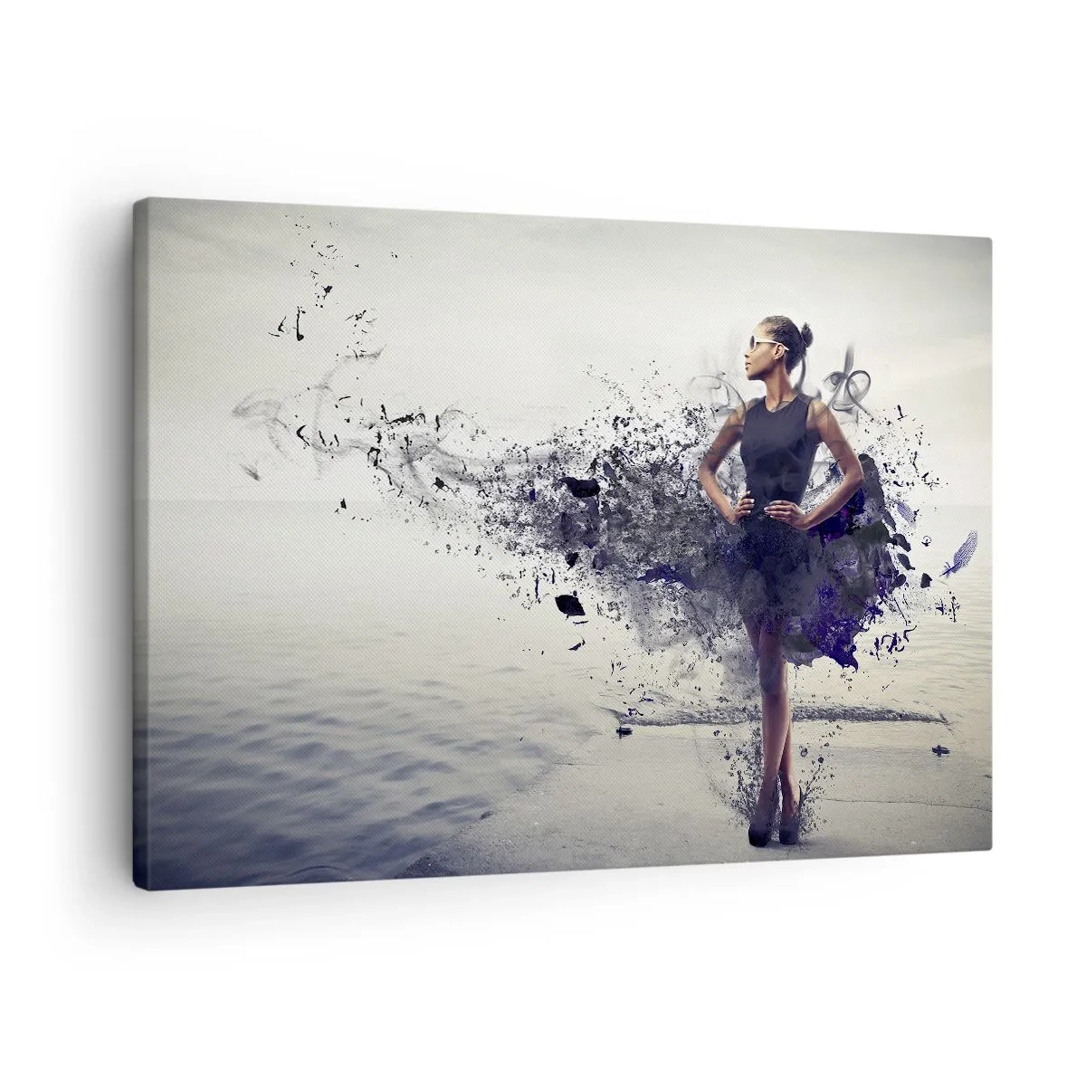 Obraz na plátne - Žena v umeleckej kompozícii na pozadí vody - 70x50cm - Africká Venuša - Moderná nástenná dekorácia do obývacej izby a spálne ARTTOR