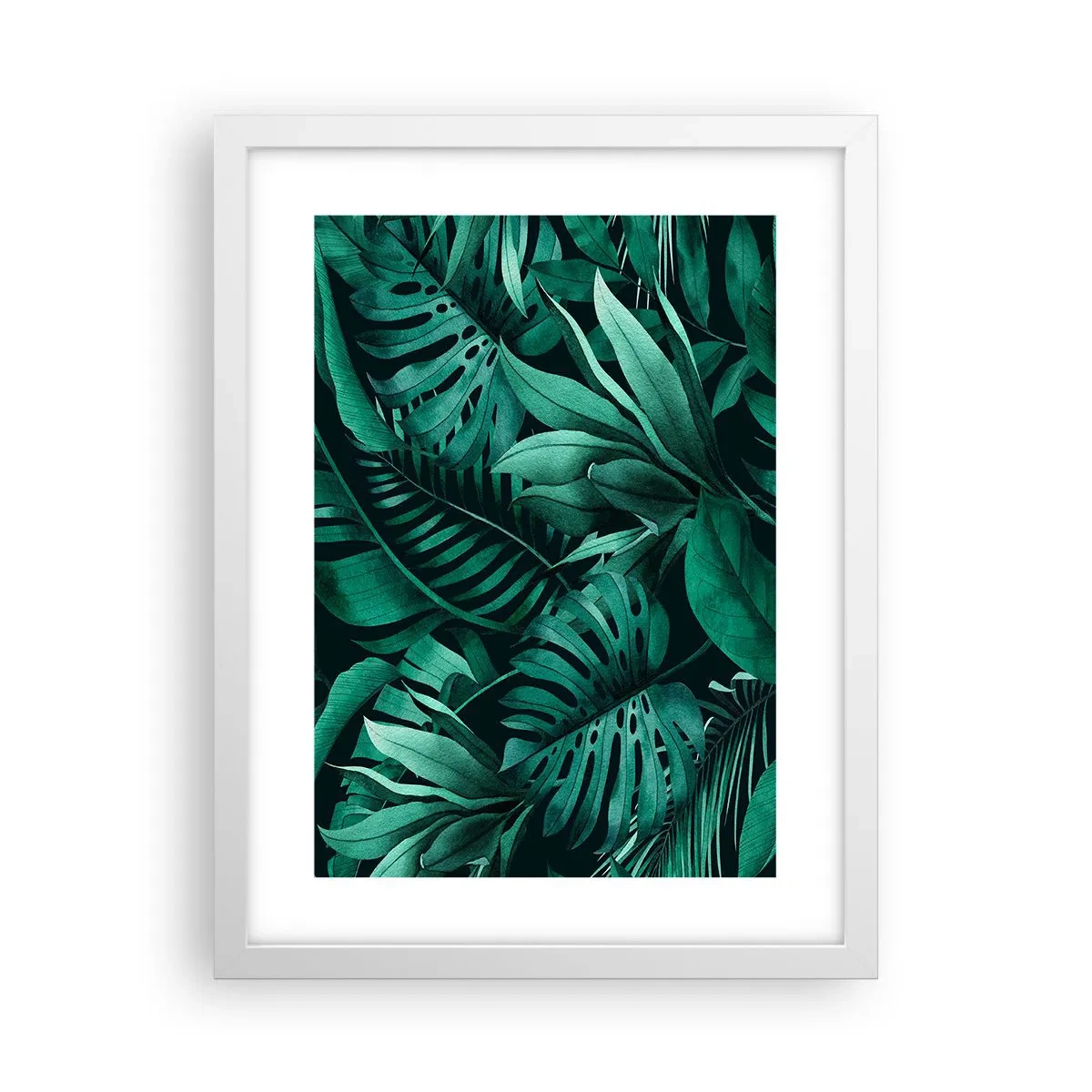 Plagát v bielom ráme - Hĺbka tropickej zelene - 30x40 cm