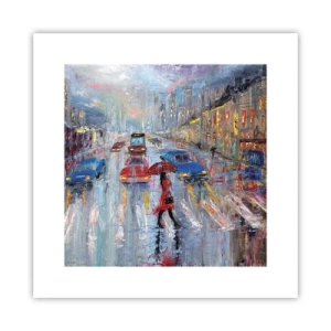 Plagát - Daždivé popoludnie v meste - 30x30 cm