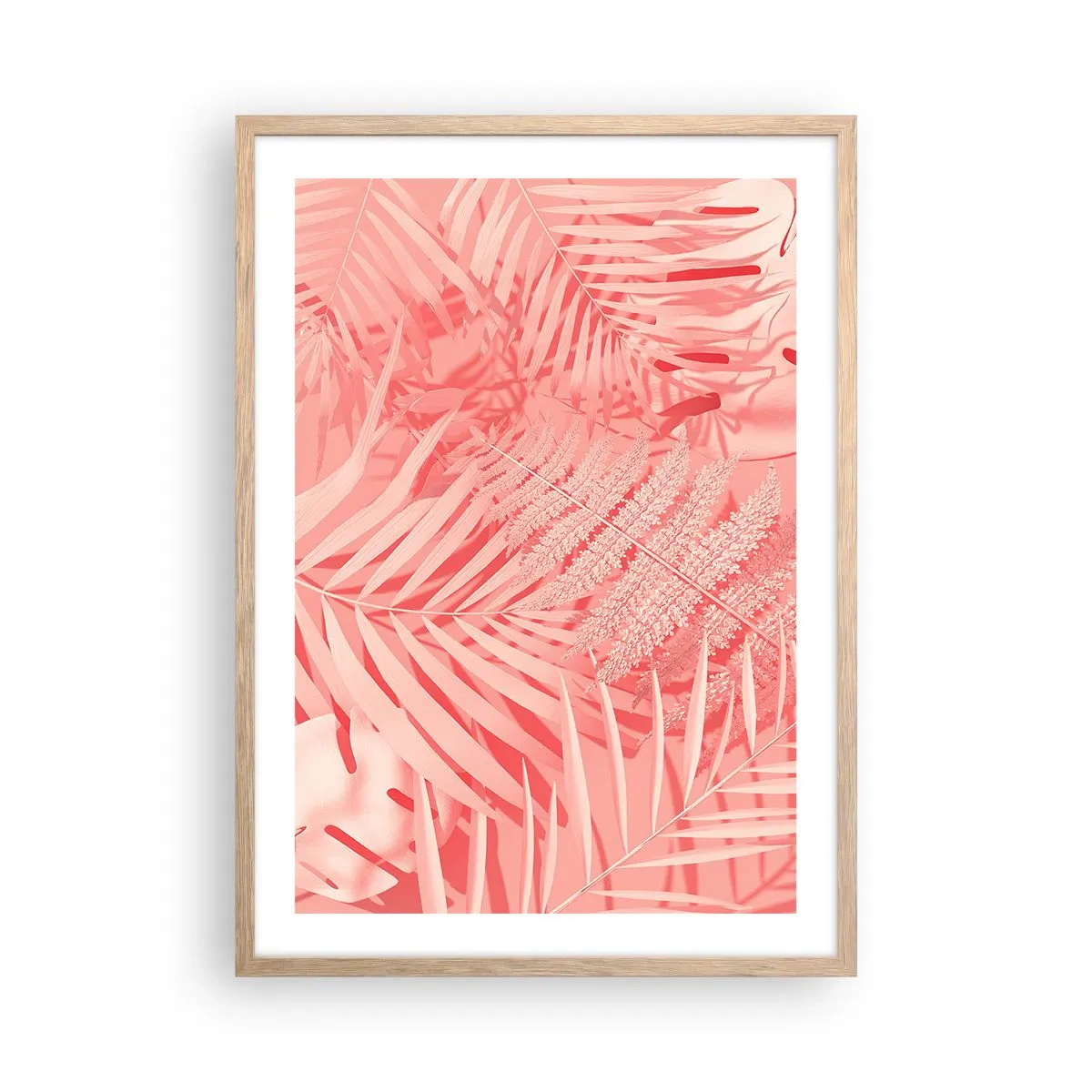 Plagát v ráme zo svetlého duba - Ružový koncept - 50x70 cm