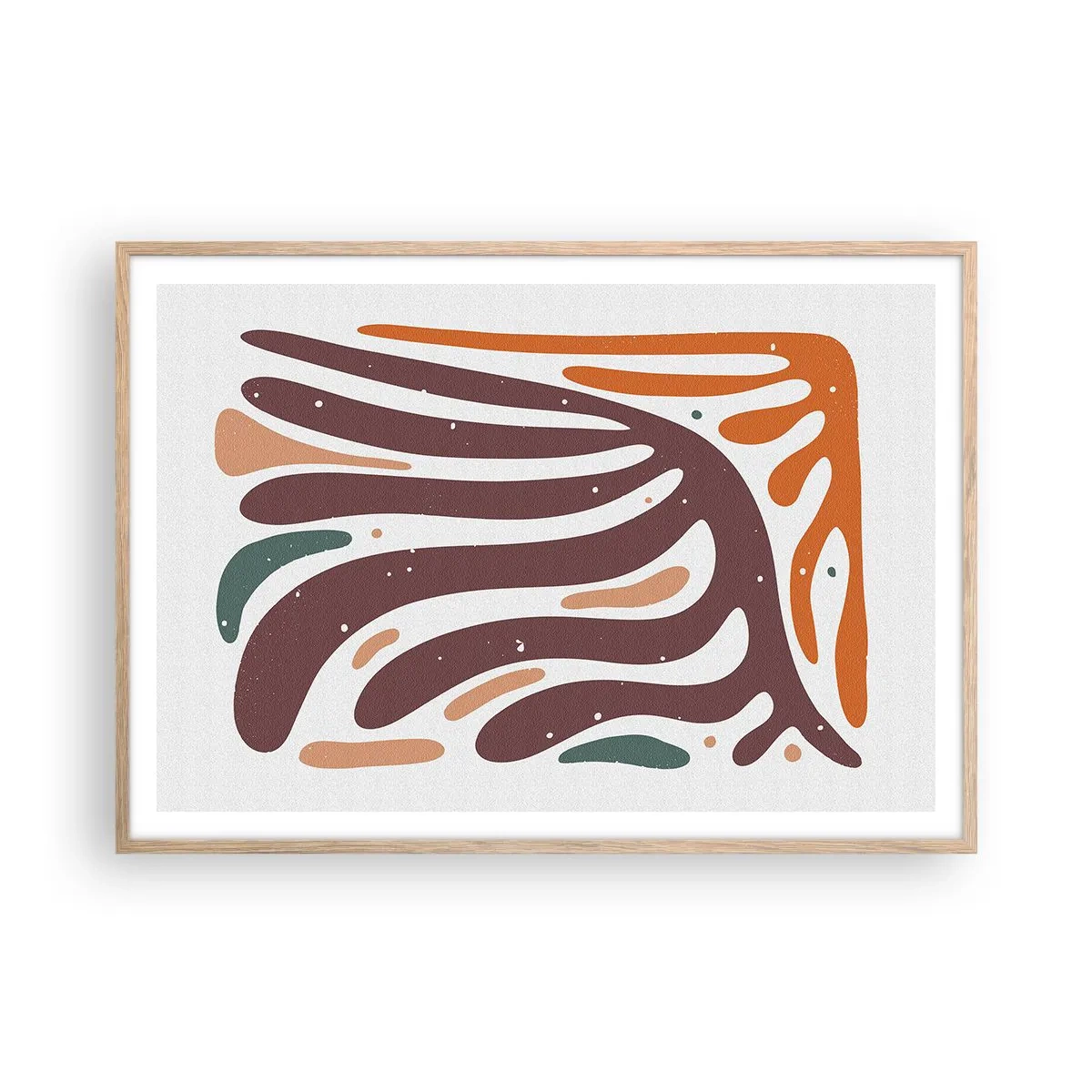 Plagát v ráme zo svetlého duba - Organická a radiálna kompozícia - 100x70 cm