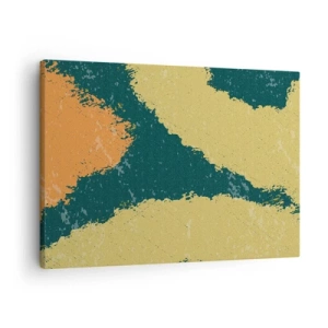 Obraz na plátne - Abstraktné škvrny v zemitých a zelených farbách - 70x50cm - Abstrakcia – spomalený pohyb - Moderná nástenná dekorácia do obývacej izby a spálne ARTTOR