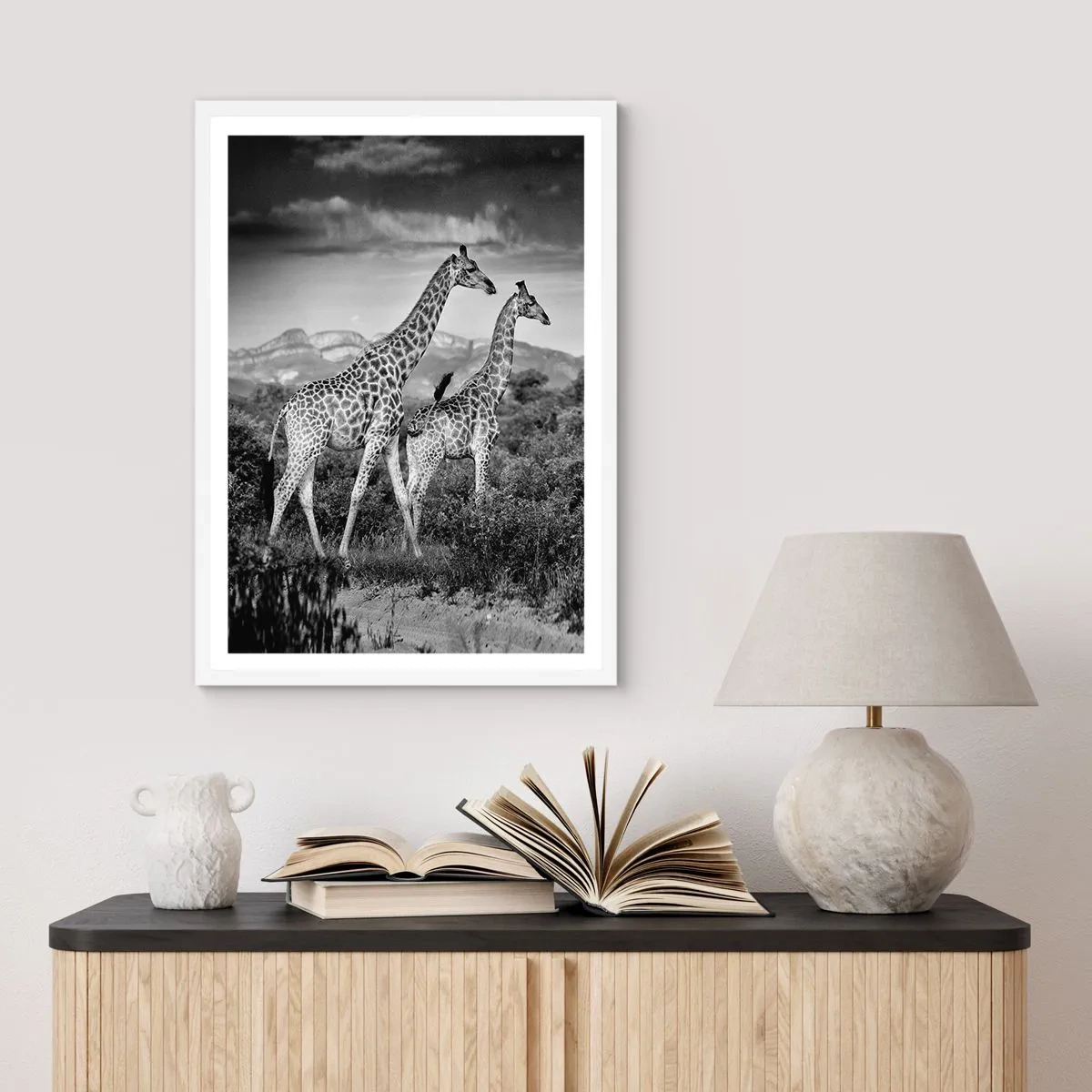 Plagát v bielom ráme - Vyššie kruhy v Afrike - 50x70 cm