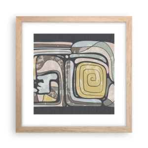 Plagát v ráme zo svetlého duba - Abstrakcia v predkolumbovskom duchu - 30x30 cm