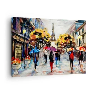Obraz na plátne - Jesenná prechádzka Parížom s výhľadom na Eiffelovu vežu - 70x50cm - Na jeseň obzvlášť krásny - Moderná nástenná dekorácia do obývacej izby a spálne ARTTOR
