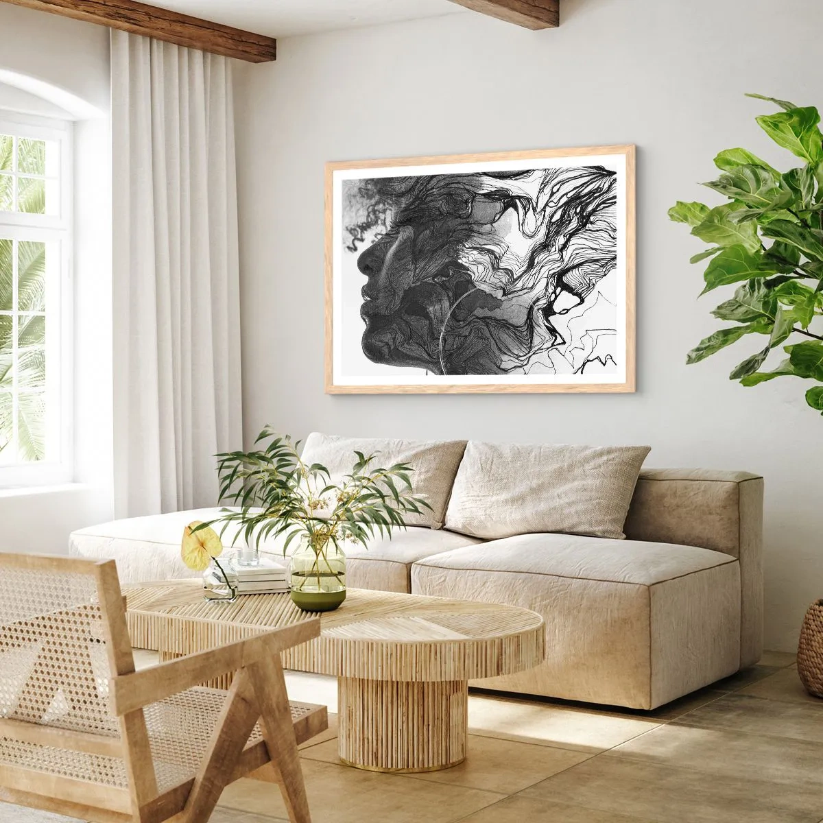 Plagát v ráme zo svetlého duba - Zapletená v snoch - 100x70 cm