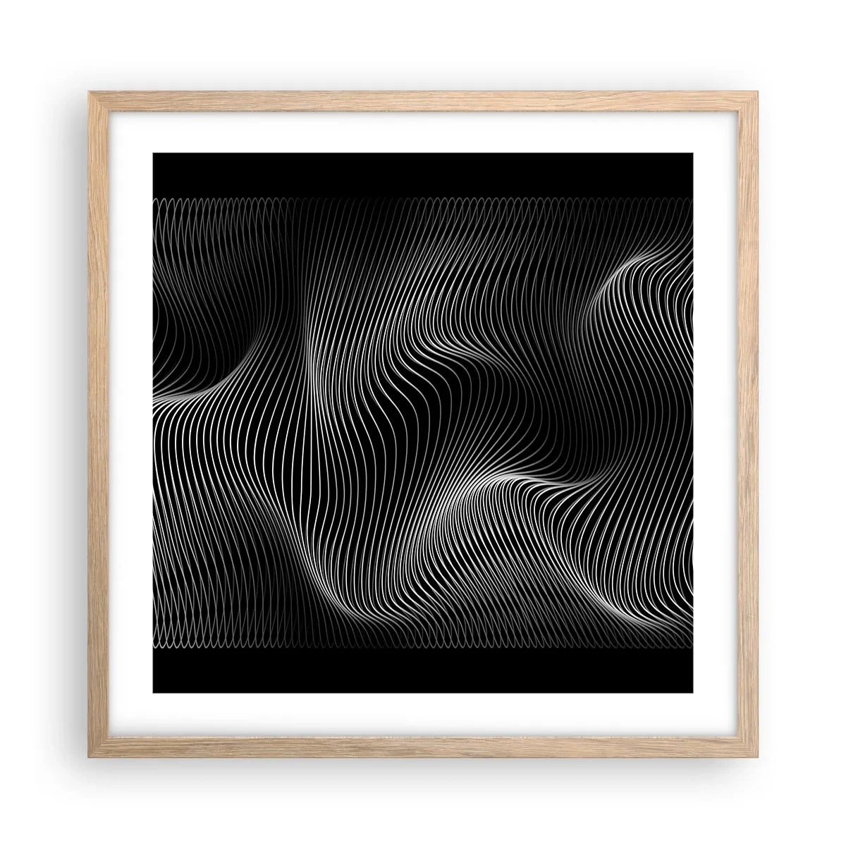 Plagát v ráme zo svetlého duba - Tanec svetla v priestore - 50x50 cm