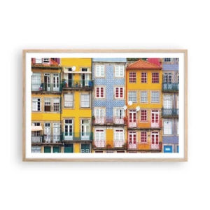 Plagát v ráme zo svetlého duba - Farby starého mesta - 91x61 cm