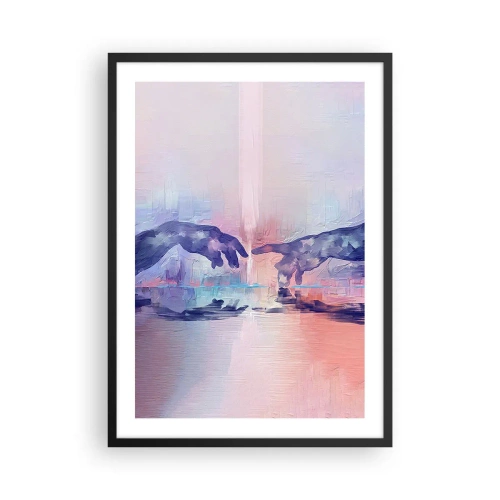 Plagát v čiernom ráme - Abstraktné ruky v pastelových farbách - 50x70cm - Božská iskra života - Moderná nástenná dekorácia do obývacej izby a spálne ARTTOR
