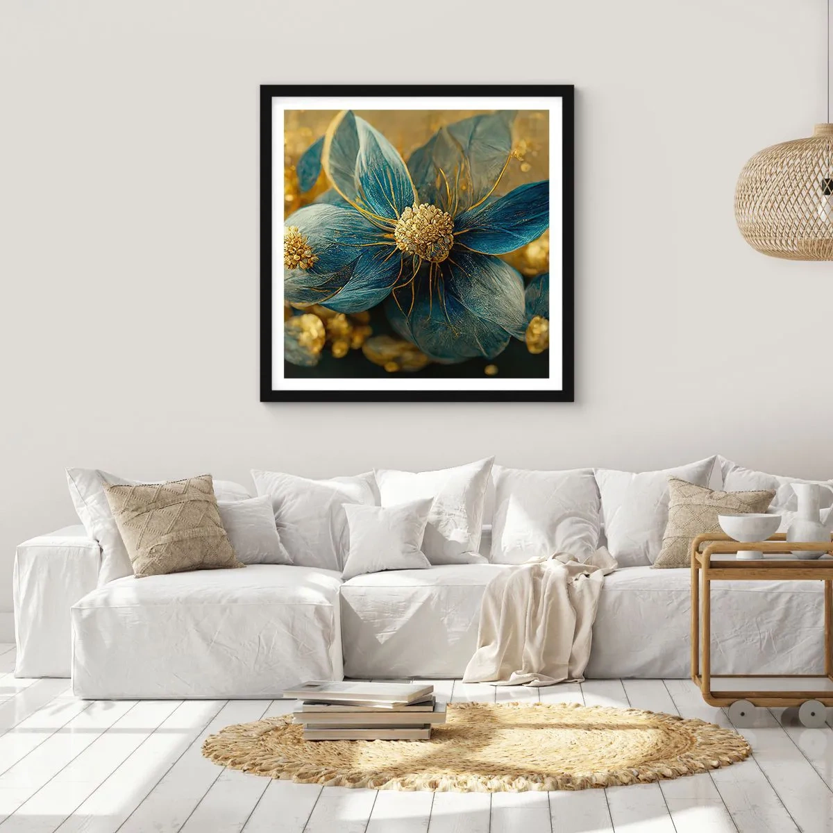 Plagát v čiernom ráme - Rozkvitnúť zlatom - 60x60 cm