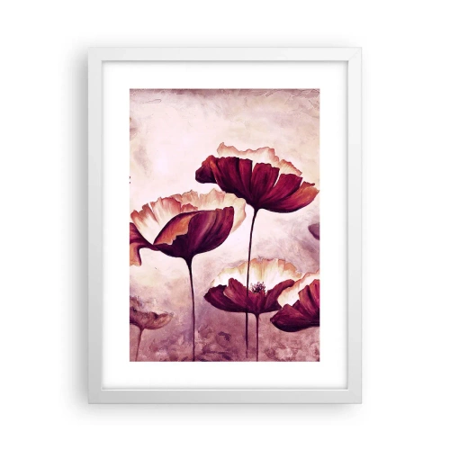 Plagát v bielom ráme - Červený a biely plátok - 30x40 cm