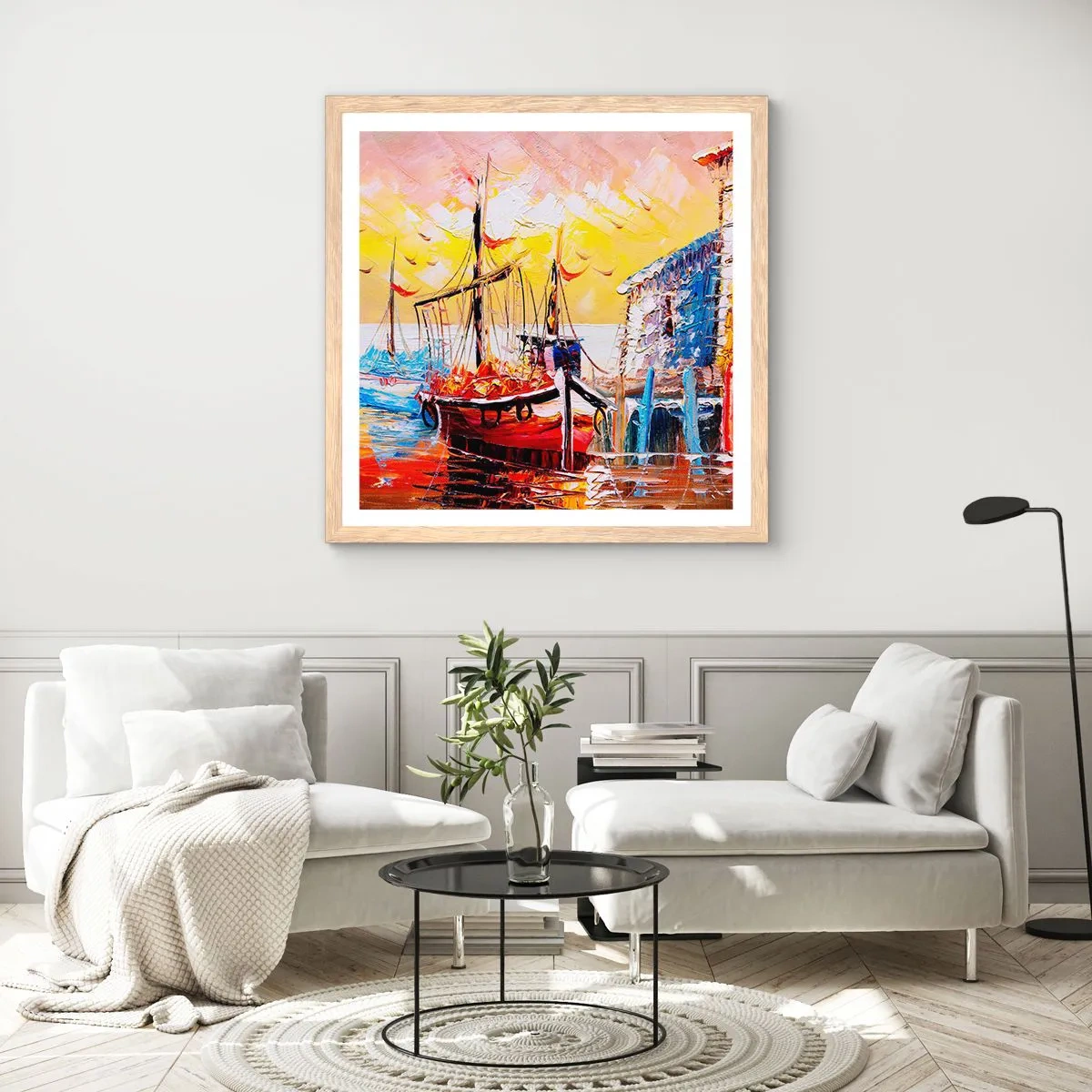 Plagát v ráme zo svetlého duba - Šťastný návrat - 40x40 cm