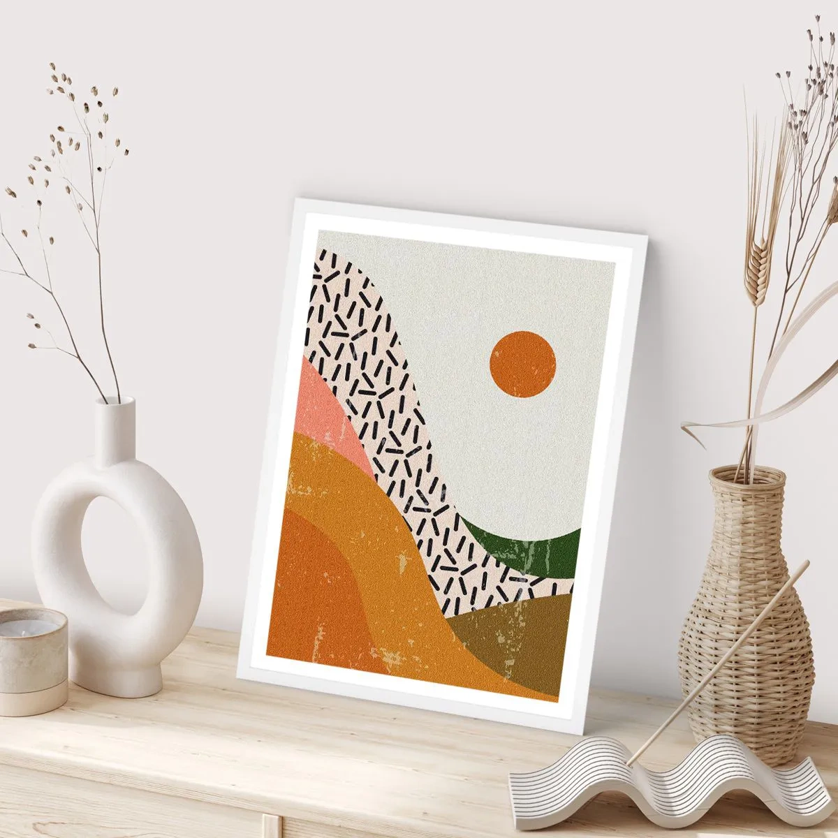 Plagát v bielom ráme - Slnečná abstrakcia - 50x70 cm