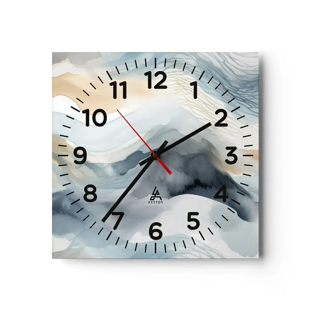 Nástenné hodiny - Abstrakcia snehu a hmly - 30x30 cm