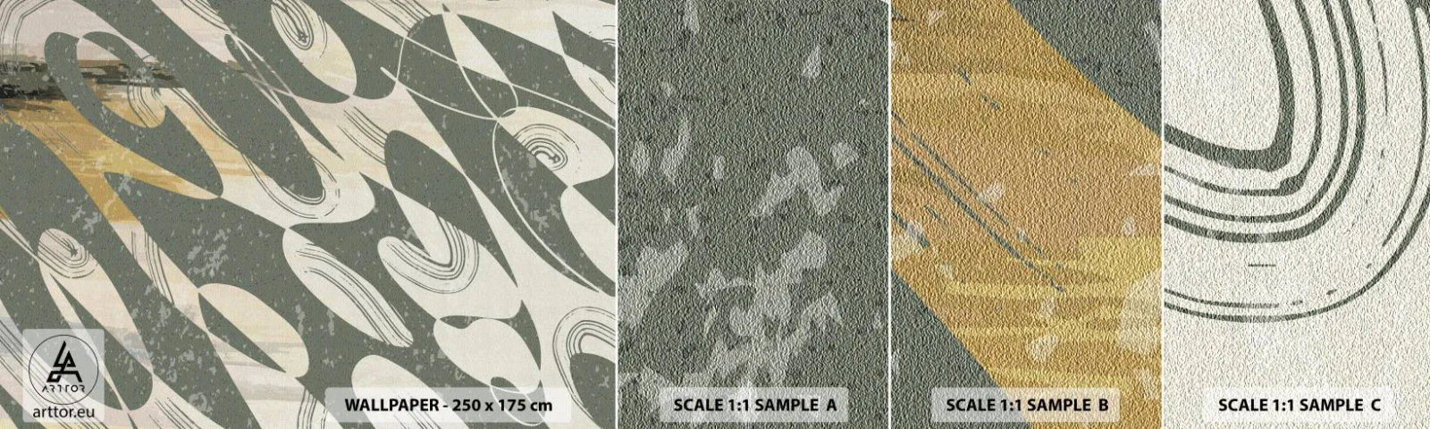 Vzorka samolepiacej fototapety Deluxe Sticker - Rytmizovaná abstrakcia - Abstrakcia, Moderné, Vo veku - 100x30 cm