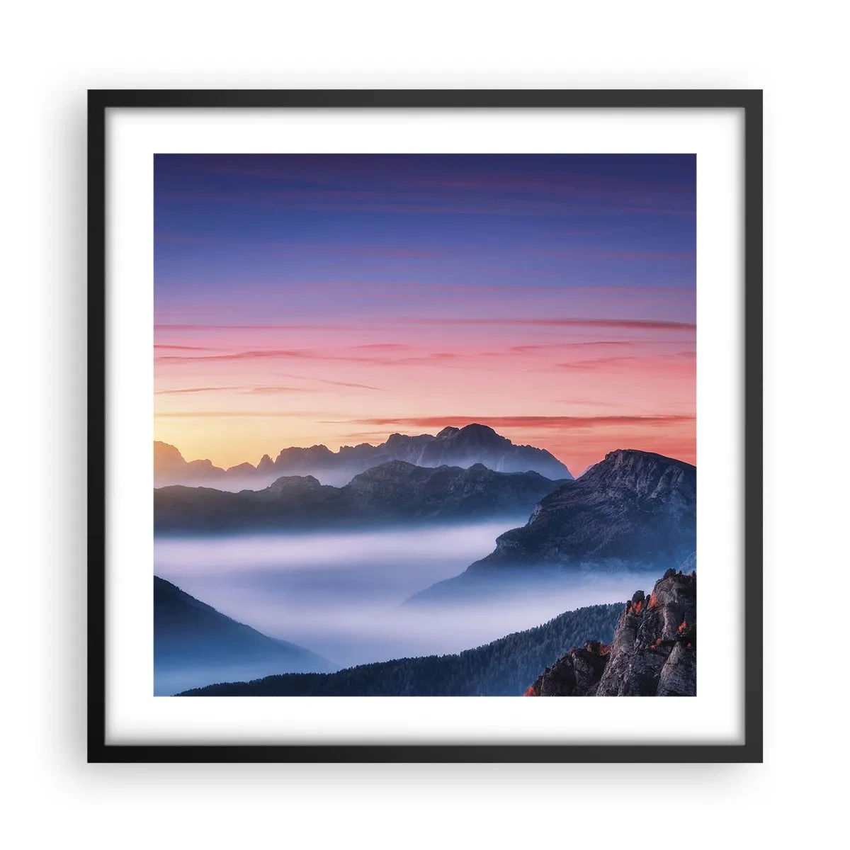 Plagát v čiernom ráme - Nad údoliami - 50x50 cm