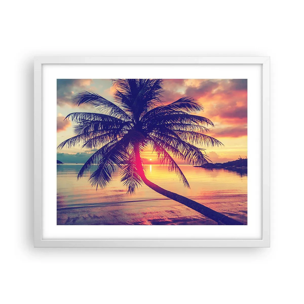 Plagát v bielom ráme - Večer pod palmami - 50x40 cm
