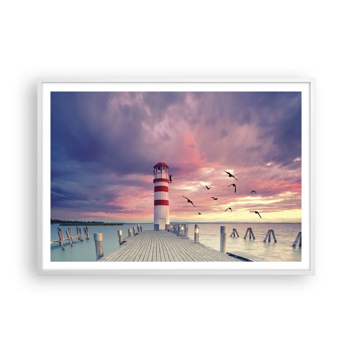 Plagát v bielom ráme - Čas ísť do prístavu - 100x70 cm