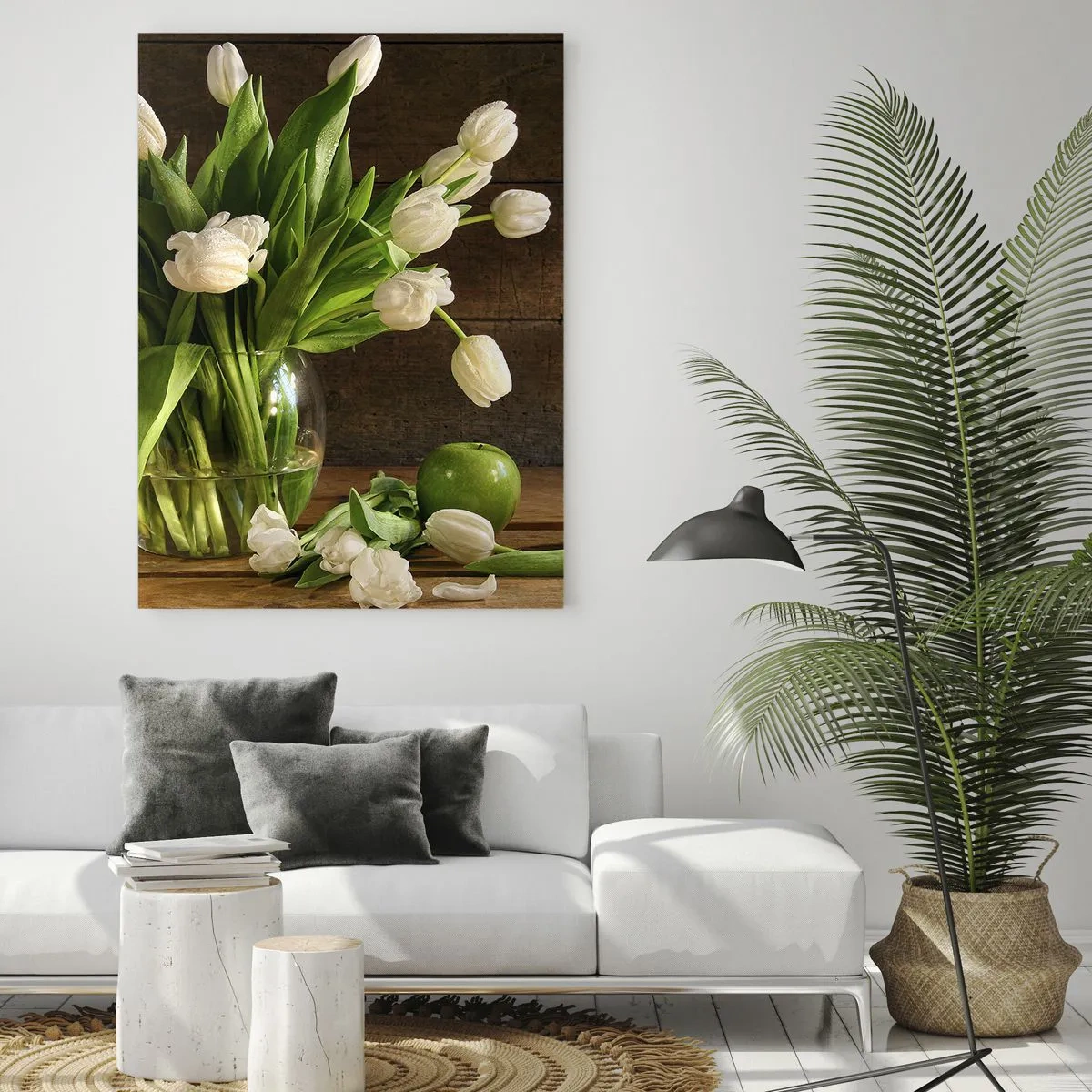 Obraz na skle - Šťavnaté a čerstvé v zelenej a bielej - 50x70 cm