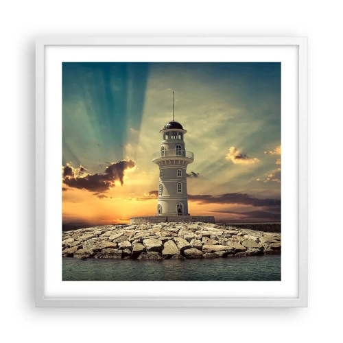 Plagát v bielom ráme - Svetlo - Dobro - Krása - 50x50 cm