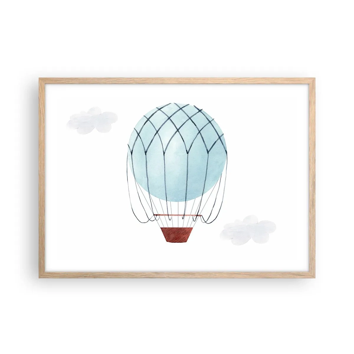 Plagát v ráme zo svetlého duba - Celý v oblakoch - 70x50 cm