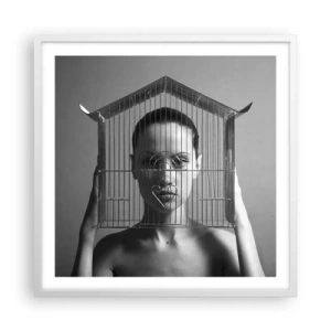 Plagát v bielom ráme - Tak trochu surrealistický portrét - 60x60 cm