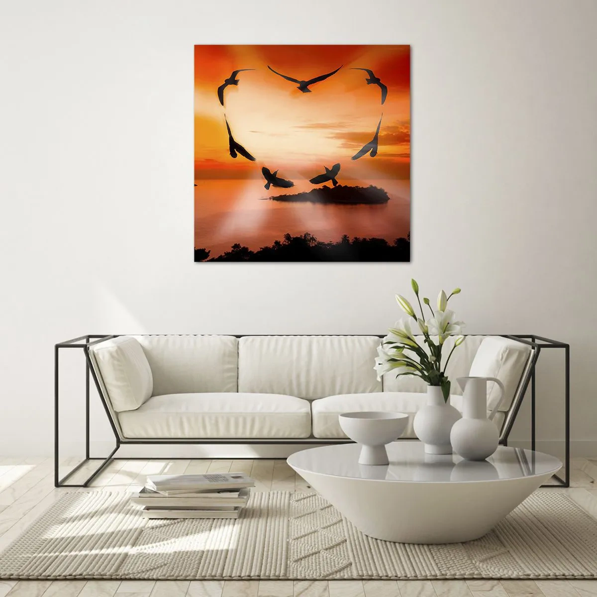 Obraz na skle - Miluj svet ako vtáky - 40x40 cm