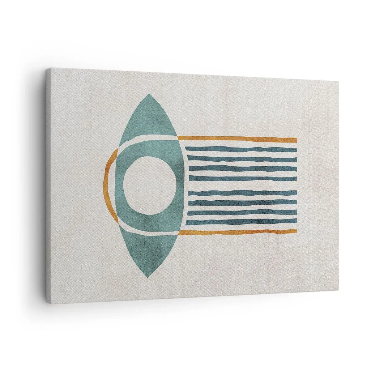 Obraz na plátne - Geometrický vzor v odtieňoch zelenej a oranžovej - 70x50cm - Znaky a rituály - Moderná nástenná dekorácia do obývacej izby a spálne ARTTOR