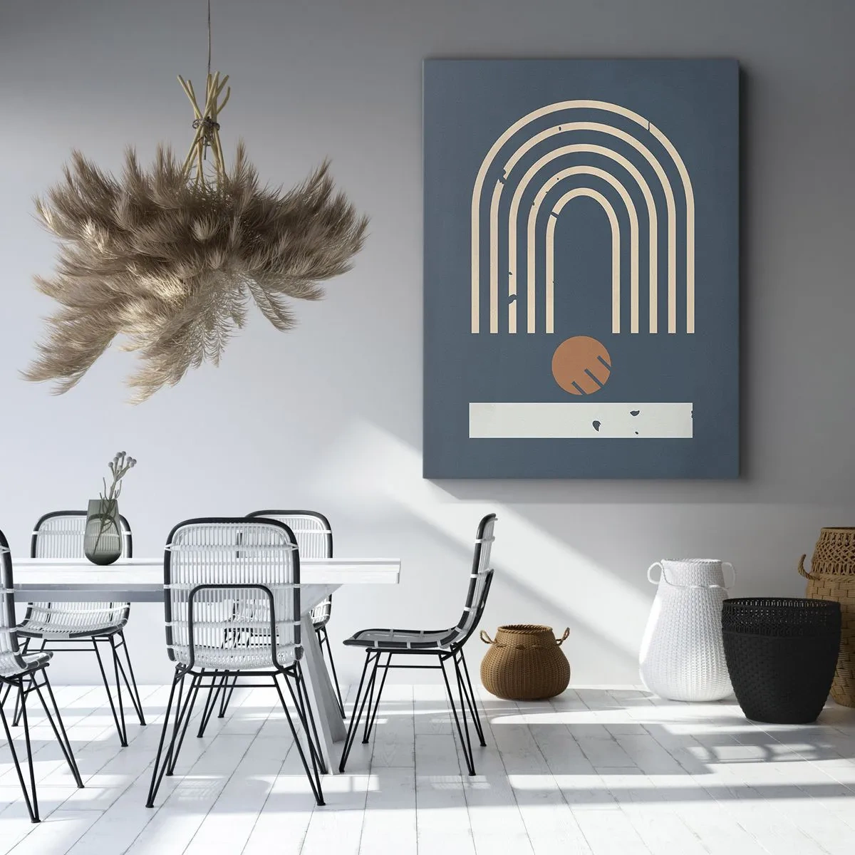 Obraz na plátne - Geometria v námorníckej modrej - 80x120 cm