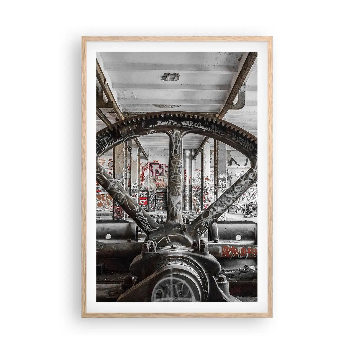 Plagát v ráme zo svetlého duba - Tajný život továrne - 61x91 cm