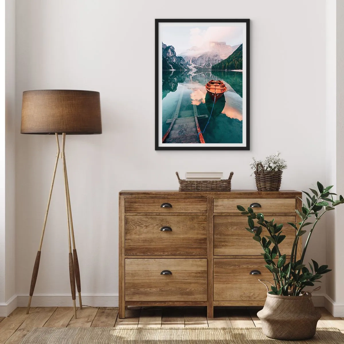 Plagát v čiernom ráme - Pokojný spánok hôr - 70x100 cm