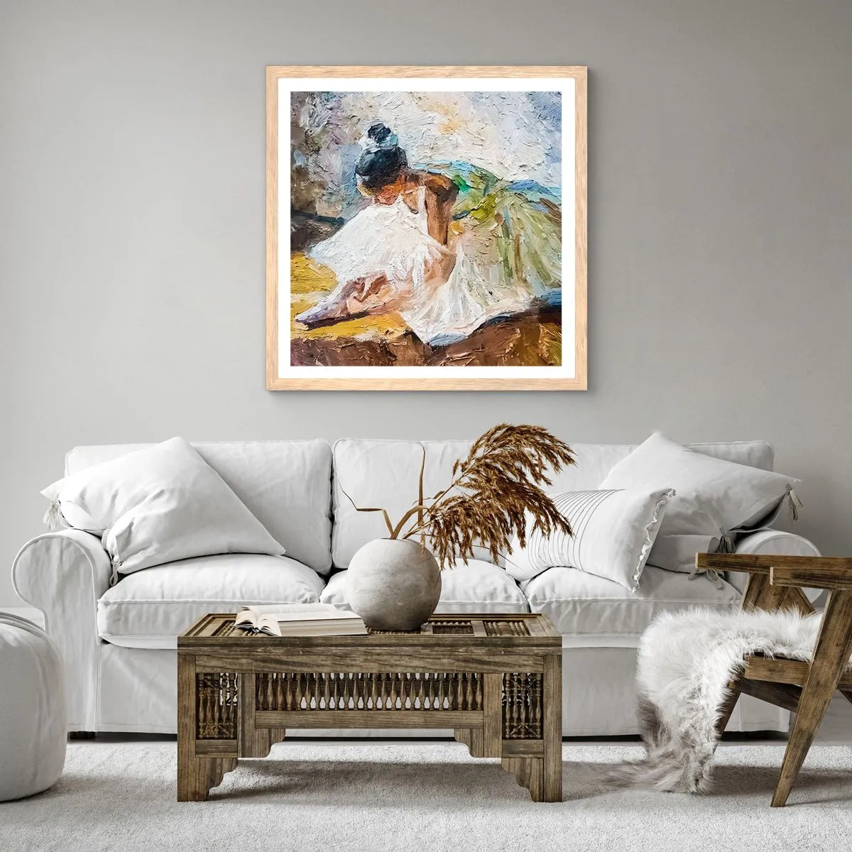 Plagát v ráme zo svetlého duba - Z Degasovho obrazu - 60x60 cm