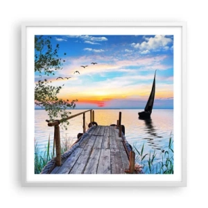 Plagát v bielom ráme - Dobrý večer - 60x60 cm