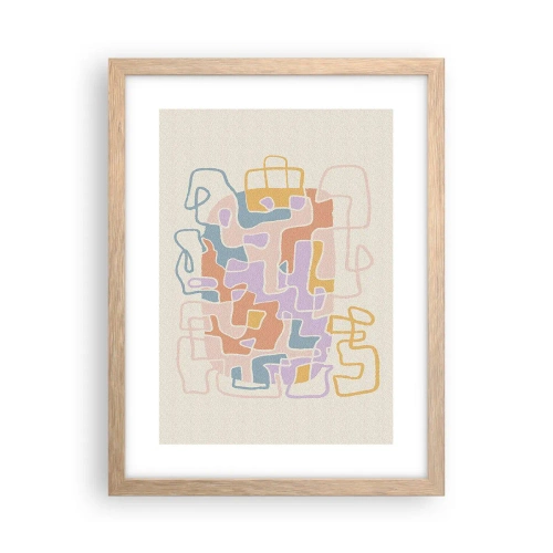 Plagát v ráme zo svetlého duba - Labyrint – veselé dobrodružstvo - 30x40 cm