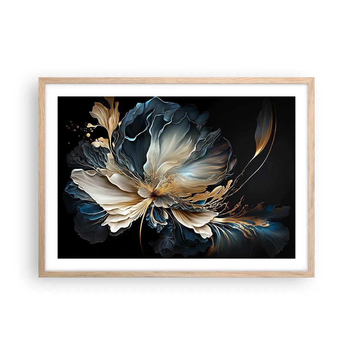 Plagát v ráme zo svetlého duba - Rozprávkový kvet papradia - 70x50 cm