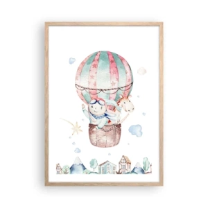 Plagát v ráme zo svetlého duba - Čoskoro sa vrátime! - 50x70 cm