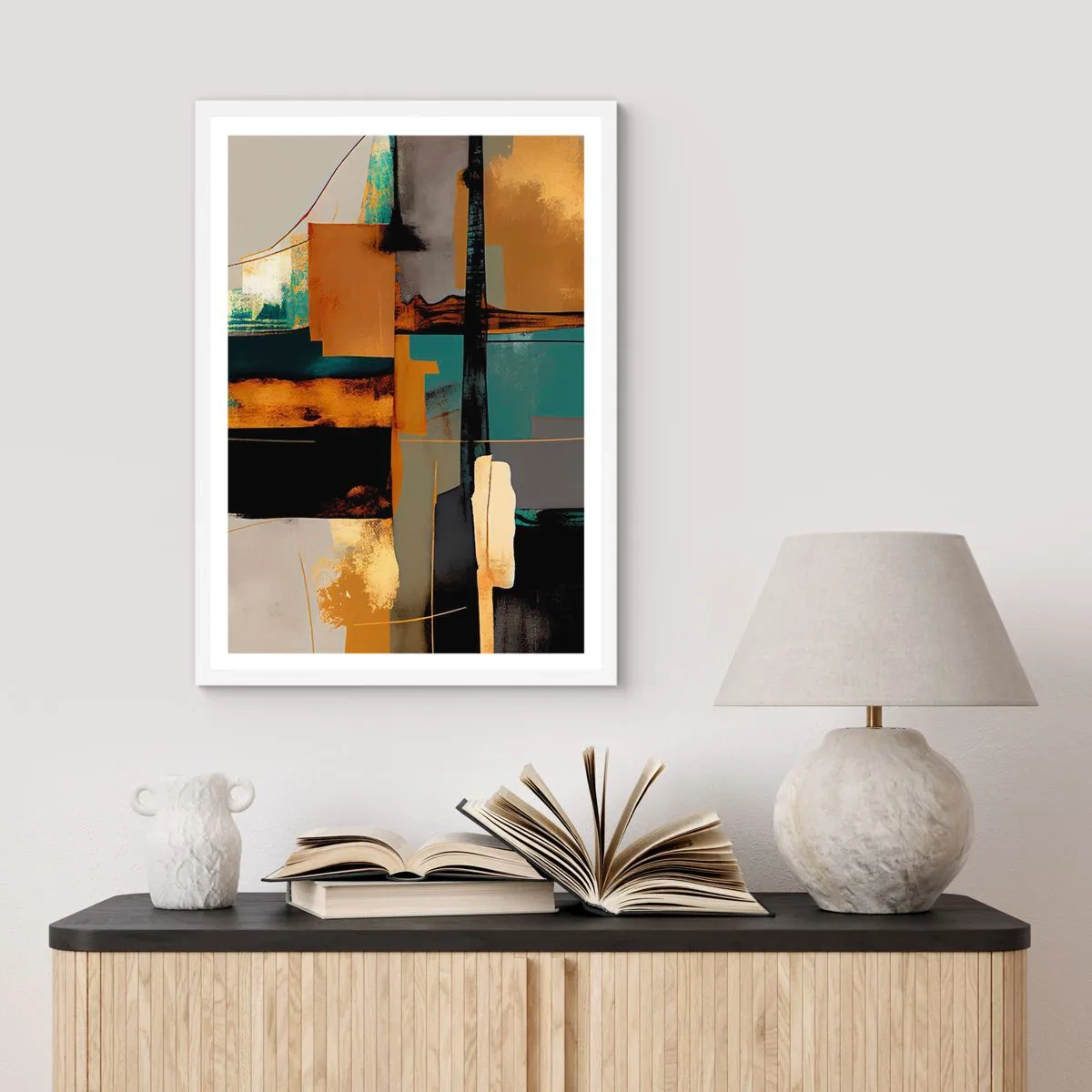 Plagát v bielom ráme - Abstrakcia – svetlo a tieň - 50x70 cm