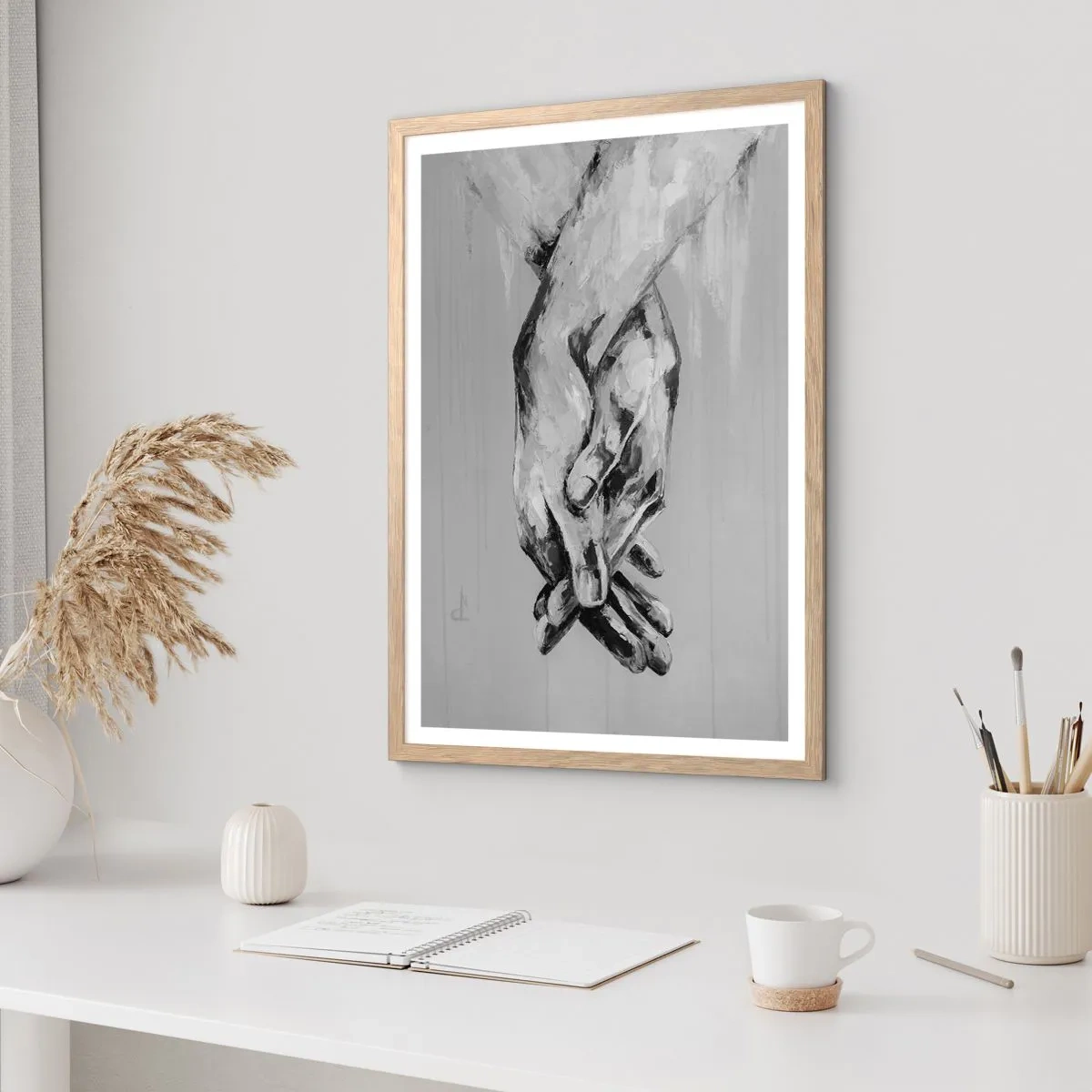 Plagát v ráme zo svetlého duba - Začiatok… - 30x40 cm