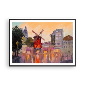 Plagát v čiernom ráme - Parížske ikony – Moulin Rouge - 100x70 cm