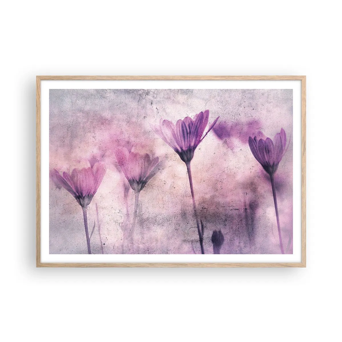 Plagát v ráme zo svetlého duba - Sen kvetov - 100x70 cm