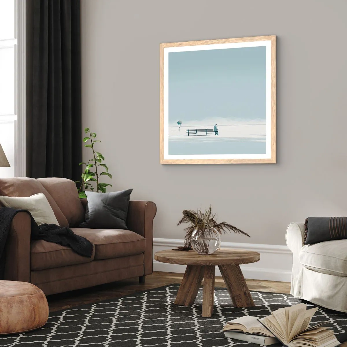 Plagát v ráme zo svetlého duba - Áno, čakám. - 40x40 cm