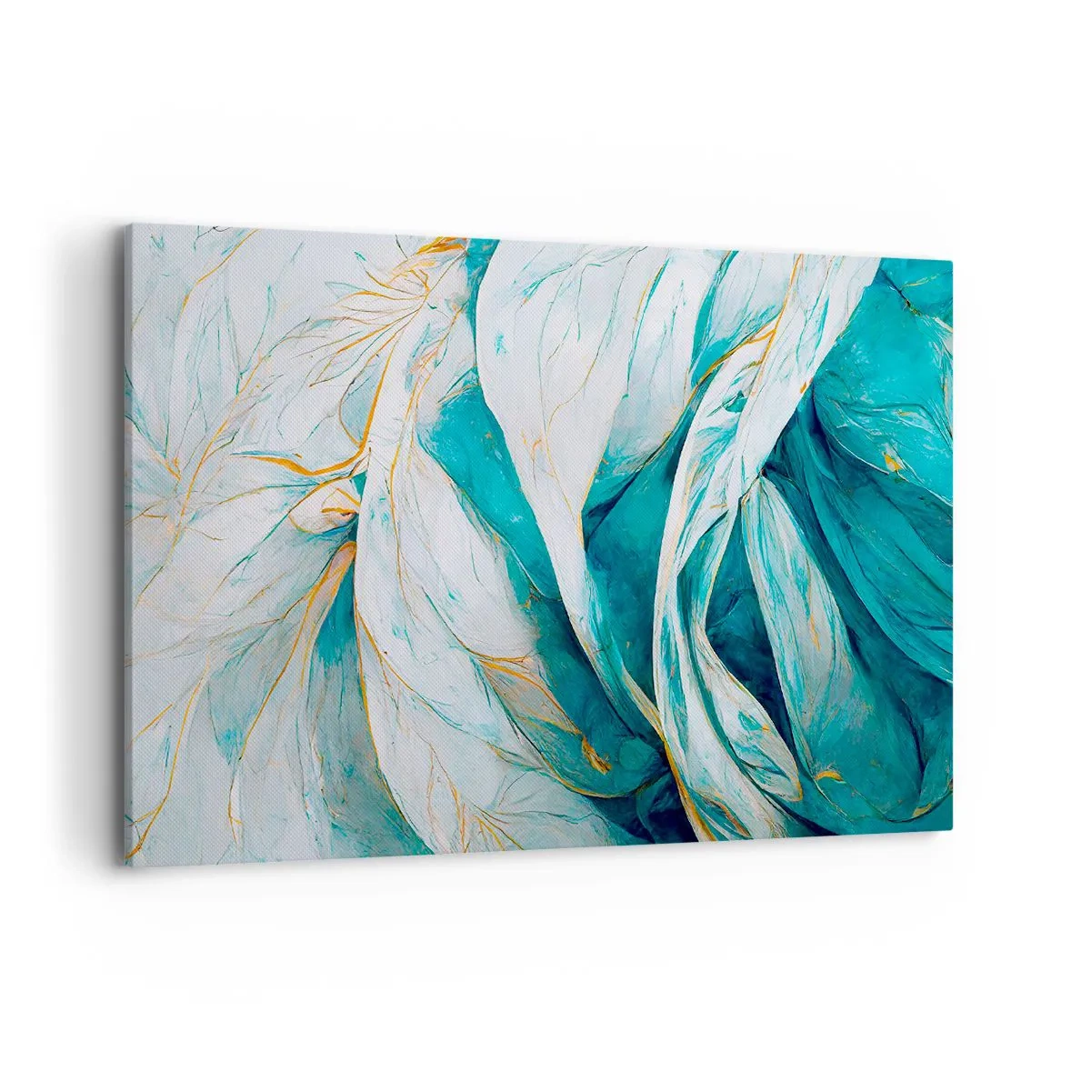 Obraz na plátne - Modrá abstrakcia so zlatým motívom - 120x80 cm