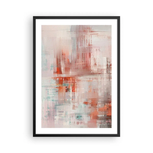 Plagát v čiernom ráme - Abstraktná kompozícia v odtieňoch červenej a modrej - 50x70cm - Zahmlené. Ale ružové - Moderná nástenná dekorácia do obývacej izby a spálne ARTTOR
