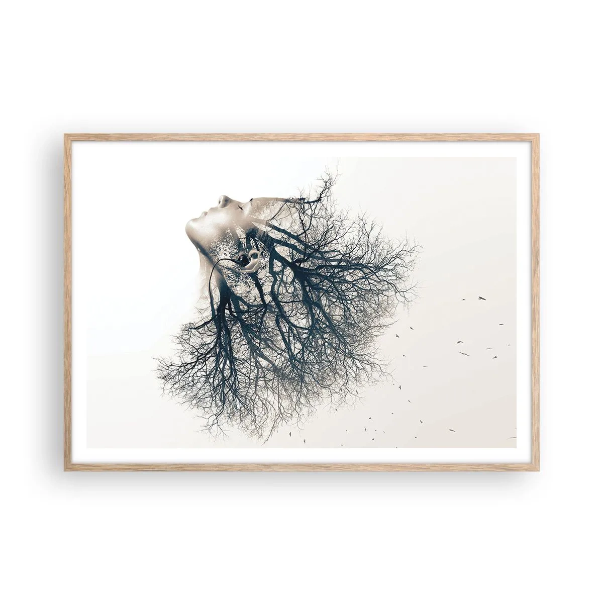 Plagát v ráme zo svetlého duba - Očarená šepotom stromu - 100x70 cm