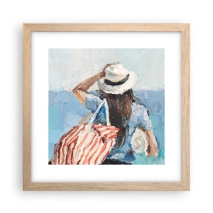 Plagát v ráme zo svetlého duba - Vitaj na dovolenke - 30x30 cm