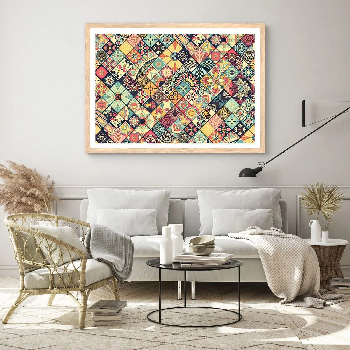 Plagát v ráme zo svetlého duba - Marocká vízia - 100x70 cm