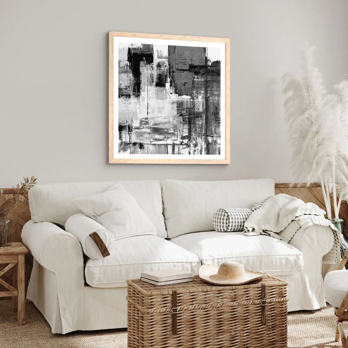 Plagát v ráme zo svetlého duba - Sivé je krásne - 40x40 cm